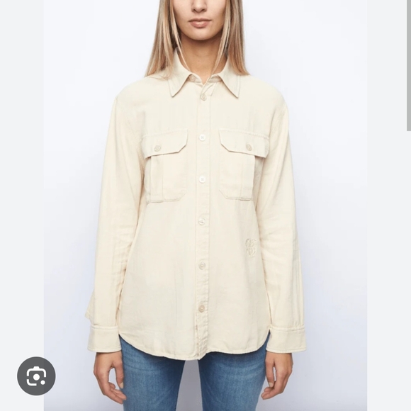 *NEW* Zadig & Voltaire Beige Button-Up Shirt - Picture 3 of 4